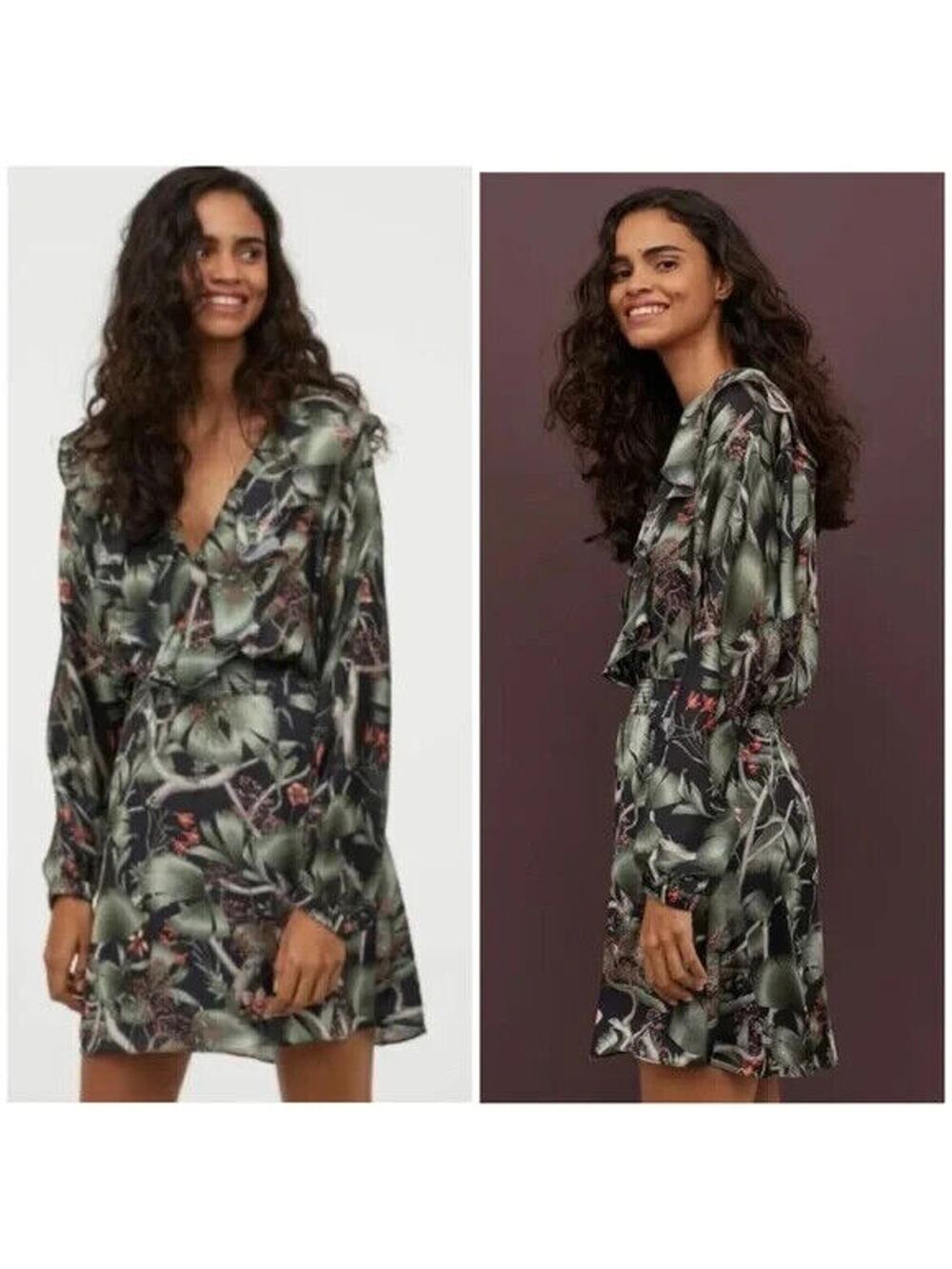 Johanna Ortiz x H&M Dress Womens L Floral Tropical Ruffle Flounce Mini